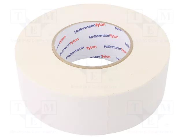 Tape: textile; W: 50mm; L: 50m; Thk: 0.31mm; white; 64N/cm; 10%; cotton HELLERMANNTYTON HTAPE-TEX-50X50WH