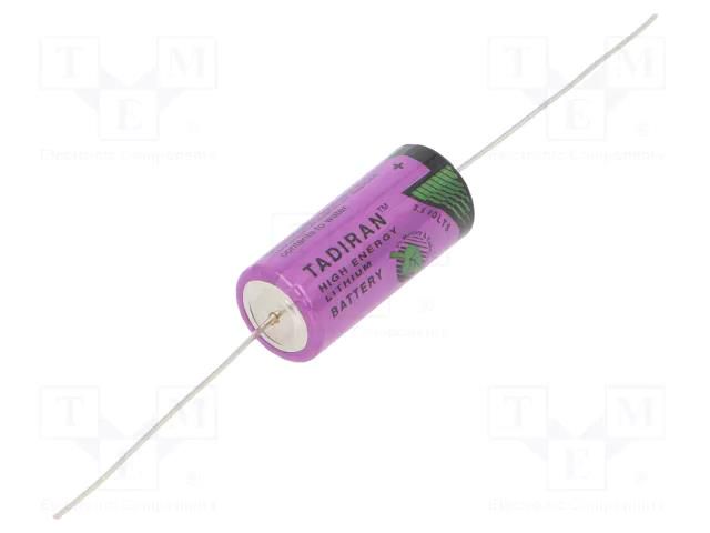 Battery: lithium (LTC); 2/3AA,2/3R6; 3.6V; 1500mAh; Ø14.7x33.5mm TADIRAN SL-761/P