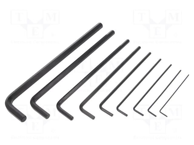 Wrench-set; hex key; Chrom-vanadium steel; Plating: black finish WIHA WIHA.06386