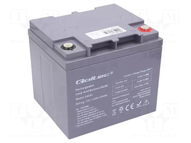 Re-battery: acid-lead; 12V; 45Ah; AGM; maintenance-free QOLTEC ACCU-HP45-12/Q