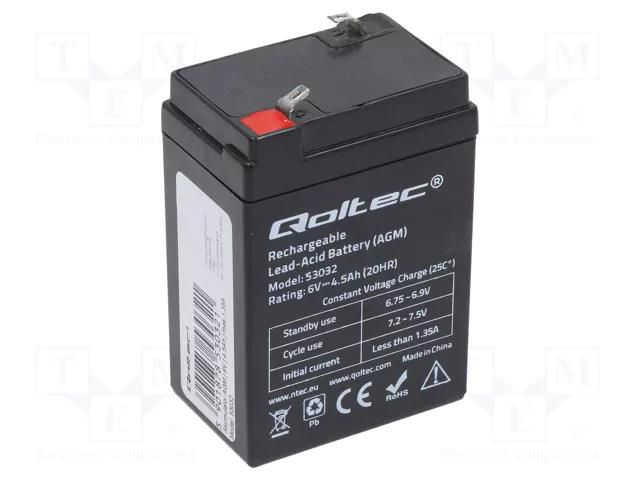 Re-battery: acid-lead; 6V; 4.5Ah; AGM; maintenance-free QOLTEC ACCU-HP4.5-6/Q