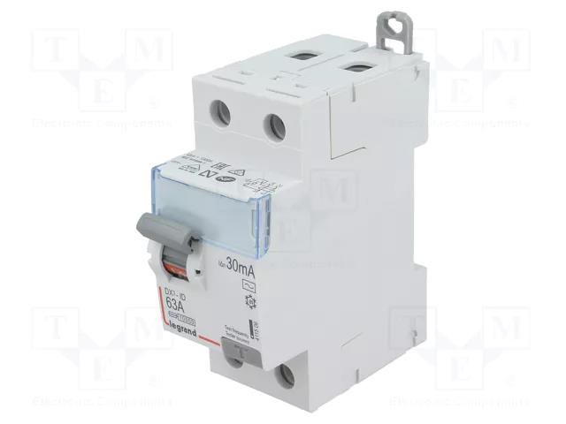 RCD breaker; Inom: 63A; Ires: 30mA; Max surge current: 250A; 400VAC LEGRAND 411506