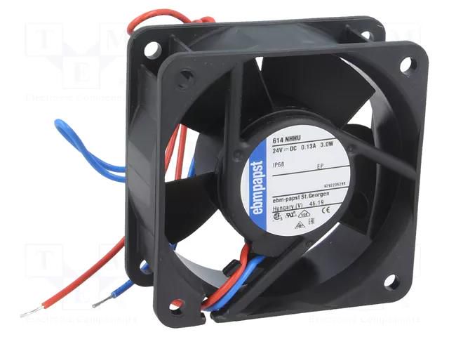 Fan: DC; axial; 24VDC; 60x60x25mm; 56m3/h; 41dBA; ball; 6850rpm; IP68 EBM-PAPST 614NHHU-286