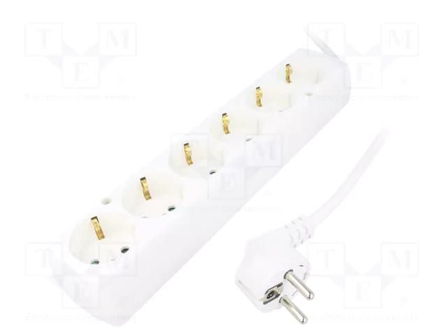 Extension lead; 3x1.5mm2; Schuko; Sockets: 6; PVC; white; Len: 1.5m JONEX PS-670S/1.5-1.5