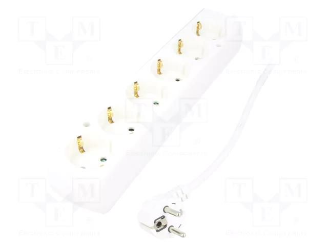 Extension lead; 3x1.5mm2; Schuko; Sockets: 6; PVC; white; Len: 10m JONEX PS-670S/1.5-10.0