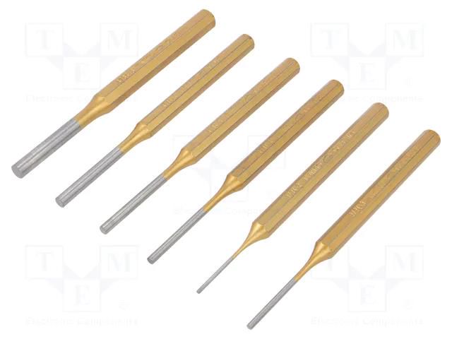 Kit: punches; hardened and heat treated; Punch len: 150mm; 6pcs. BAHCO SA.3734S/6