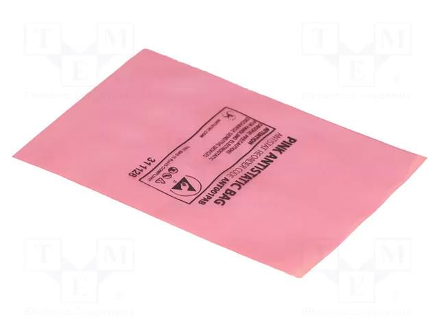 Protection bag; ESD; L: 203mm; W: 127mm; Thk: 75um; 100pcs; pink ANTISTAT ATS-001-0006