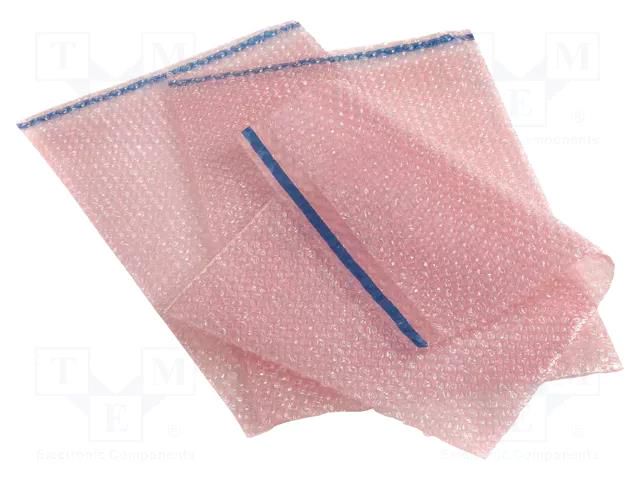 Protection bag; ESD; L: 135mm; W: 100mm; 10pcs; polyetylene; pink ANTISTAT ATS-004-0012F