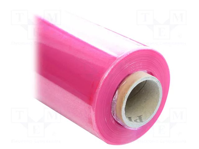 Stretch; ESD; L: 300m; W: 500mm; Thk: 25um; polyetylene; pink; <10GΩ ANTISTAT ATS-019-0003