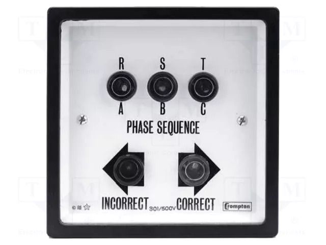 Tester: phase sequence; mounting; on panel; LED; 301÷500VDC; IP40 CROMPTON - TE CONNECTIVITY 243-12PG-02