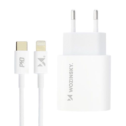 Wozinsky fast charger USB C PD 20W + USB C / Lightning cable 1m white, Wozinsky 5907769300868 5907769300868