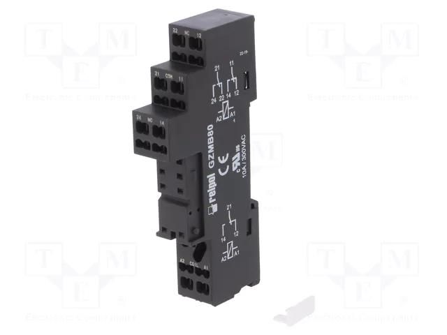 Socket; PIN: 8; 10A; 300VAC; for DIN rail mounting; spring clamps RELPOL GZMB80