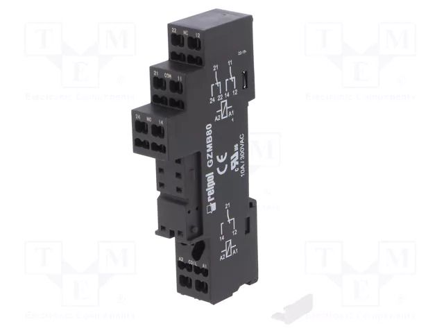Socket; PIN: 8; 10A; 300VAC; for DIN rail mounting; spring clamps RELPOL GZMB80
