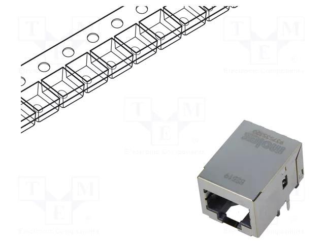 Connector: RJ45; socket; MXMag; PIN: 8; shielded; gold-plated; THT MOLEX MX-93753-5320