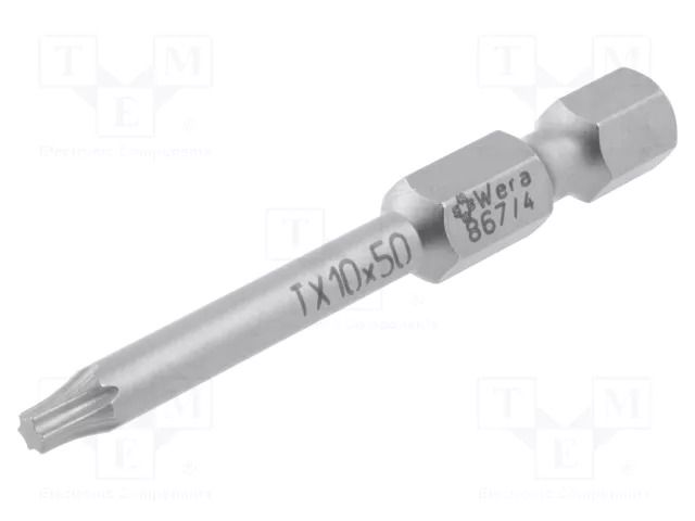 Screwdriver bit; Torx®; TX10; 1/4"; Overall len: 50mm WERA WERA.867/4/10