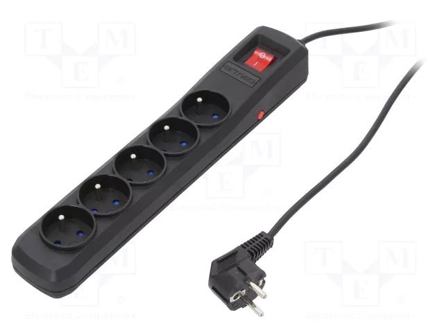 Plug socket strip: protective; Sockets: 5; 250VAC; 10A; black ARMAC R5/CZ/30