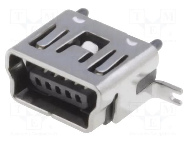 Connector: USB B mini; socket; SMT; vertical; USB 2.0; gold-plated ADAM TECH MUSB-B5-S-VT-TSMT1