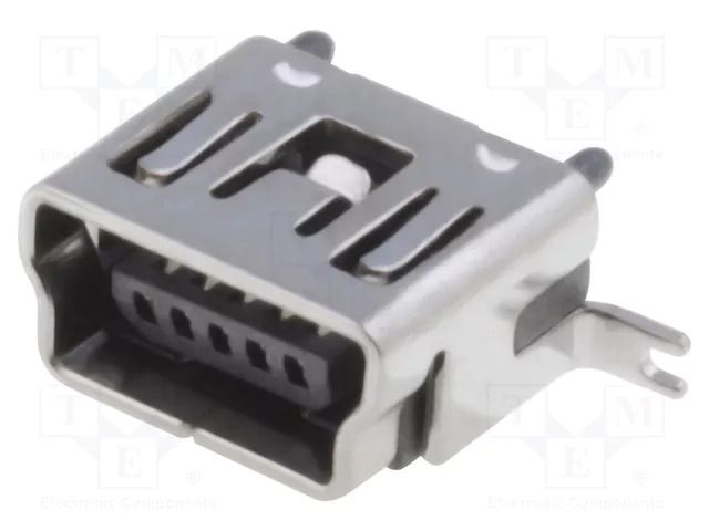 Connector: USB B mini; socket; SMT; vertical; USB 2.0; gold-plated ADAM TECH MUSB-B5-S-VT-TSMT1