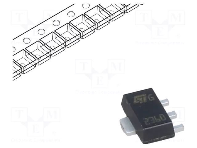 Transistor: PNP; bipolar; 60V; 3A; 1.4W; SOT89 STMicroelectronics 2STF2360-ST