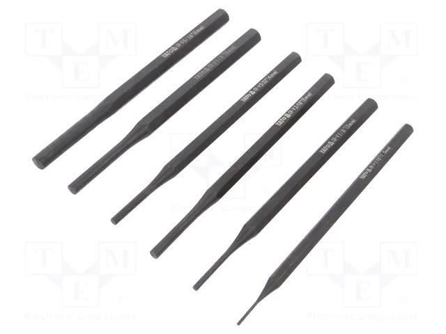 Kit: punches; hardened and heat treated; Punch len: 150mm; 6pcs. YATO YT-47121