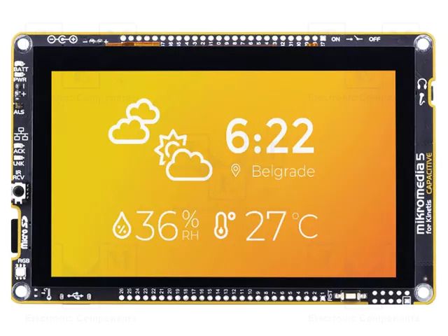 Display: TFT; 5"; 800x480; Illumin: LED; Controller: SSD1963 MIKROE MIKROE-3831