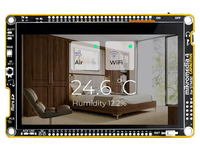 Display: TFT; 4.3"; 480x272; Illumin: LED; Interface: Ethernet,I2C MIKROE MIKROE-3897