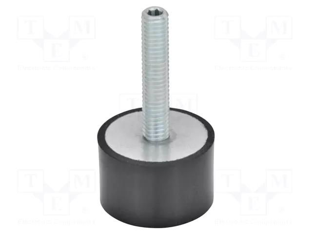 Vibroisolation foot; Ø: 25mm; H: 16mm; Shore hardness: 70; 540N ELESA+GANTER GN439-25-M6-45-70