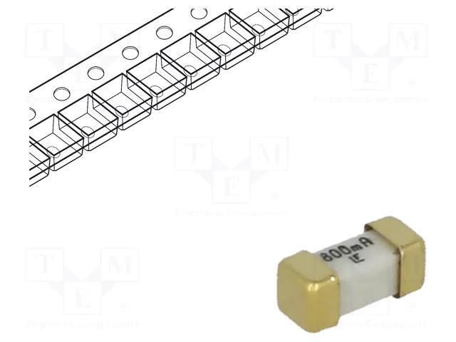 Fuse: fuse; 800mA; 125VAC; 125V; 125VDC; ultra rapid; ceramic; SMD LITTELFUSE 0448.800MR