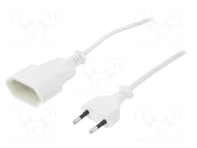 Extension lead; 2x0.75mm2; Sockets: 1; PVC; white; 3m; 2.5A JONEX PS-11-3.0