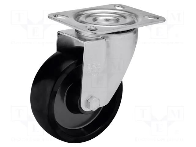 Transport wheel; Ø: 100mm; W: 35mm; H: 128mm; torsional; 132kg; steel ELESA+GANTER RE.F7-100-SBL-N-HT