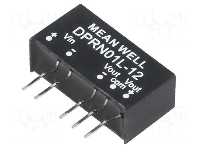 Converter: DC/DC; 1W; Uin: 4.75÷5.5VDC; Uout: 12VDC; Uout2: -12VDC MEAN WELL DPRN01L-12