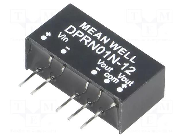 Converter: DC/DC; 1W; Uin: 22.8÷26.4VDC; Uout: 12VDC; Uout2: -12VDC MEAN WELL DPRN01N-12