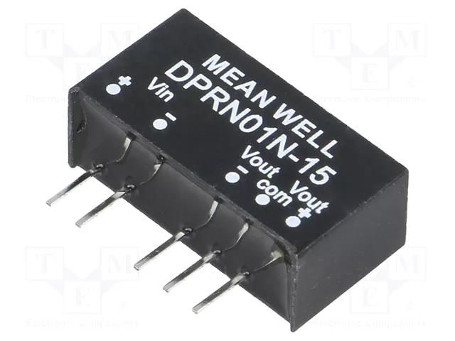 Converter: DC/DC; 1W; Uin: 22.8÷26.4VDC; Uout: 15VDC; Uout2: -15VDC MEAN WELL DPRN01N-15