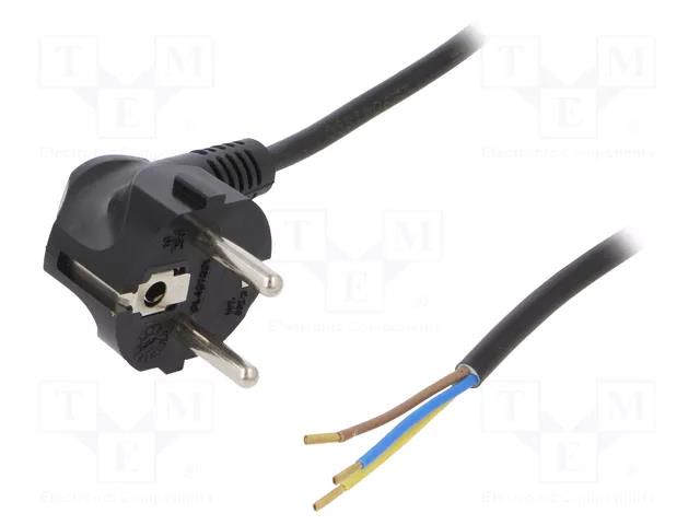 Cable; 3x0.75mm2; CEE 7/7 (E/F) plug angled,wires,SCHUKO plug PLASTROL W-97156