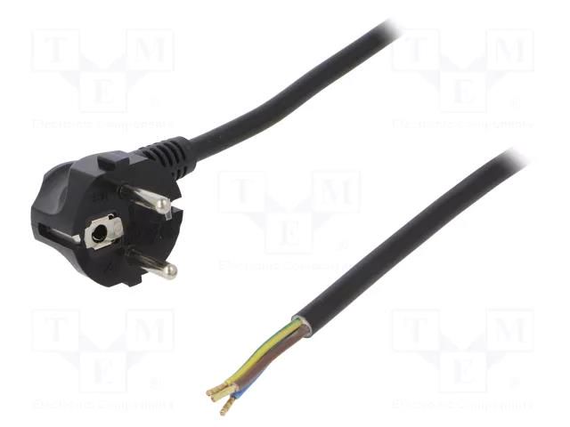 Cable; 3x1.5mm2; CEE 7/7 (E/F) plug angled,wires,SCHUKO plug PLASTROL W-97176