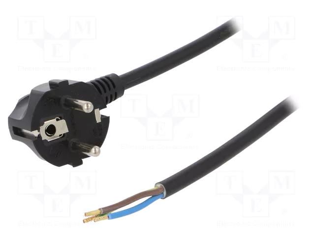 Cable; 3x1.5mm2; CEE 7/7 (E/F) plug angled,wires,SCHUKO plug PLASTROL W-97184