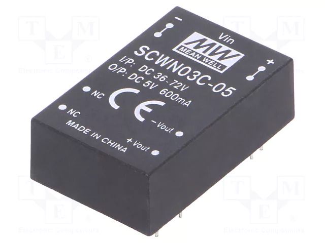 Converter: DC/DC; 3W; Uin: 36÷72VDC; Uout: 5VDC; Iout: 600mA; DIP24 MEAN WELL SCWN03C-05