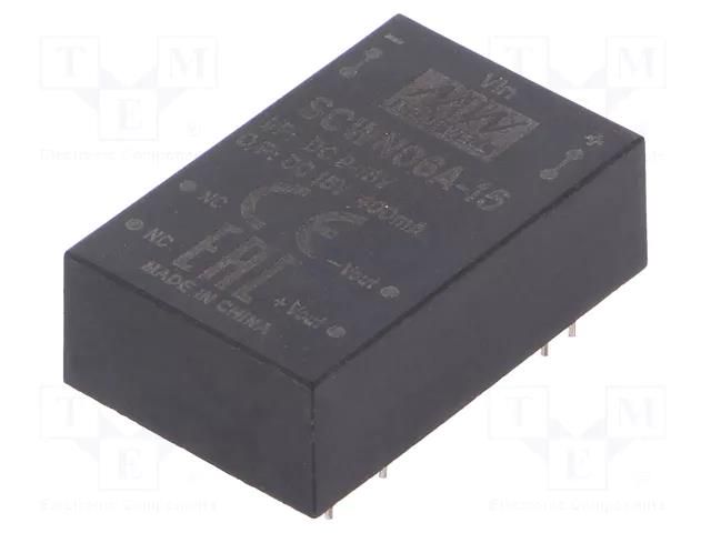 Converter: DC/DC; 6W; Uin: 9÷18VDC; Uout: 15VDC; Iout: 400mA; DIP24 MEAN WELL SCWN06A-15