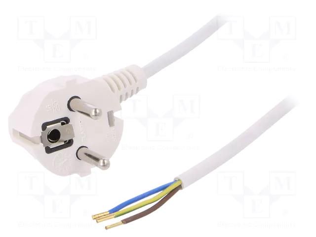 Cable; 3x0.75mm2; CEE 7/7 (E/F) plug angled,wires,SCHUKO plug PLASTROL W-97157