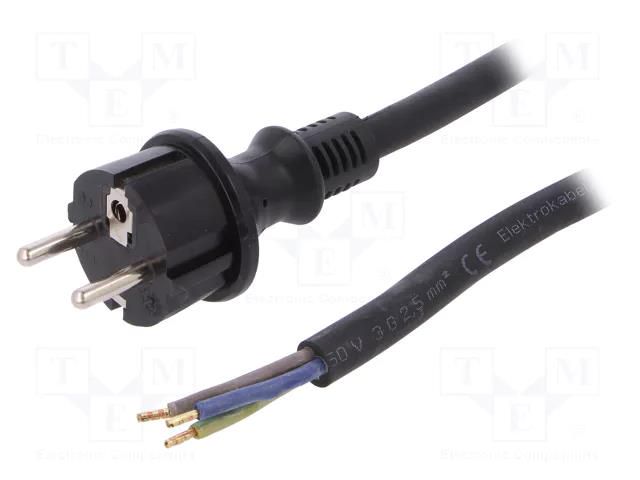 Cable; 3x2.5mm2; CEE 7/7 (E/F) plug,wires,SCHUKO plug; rubber PLASTROL W-97218