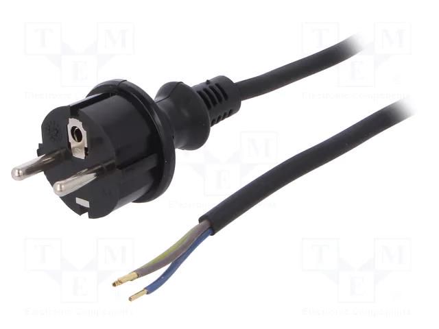 Cable; 3x1mm2; CEE 7/7 (E/F) plug,wires,SCHUKO plug; rubber; 3m PLASTROL W-97266