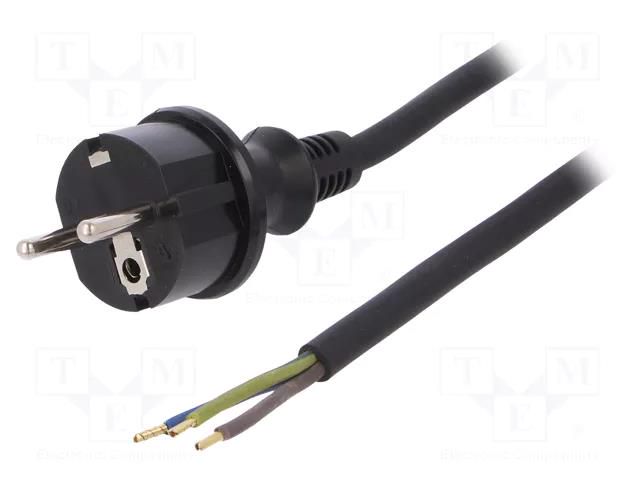 Cable; 3x1.5mm2; CEE 7/7 (E/F) plug,wires,SCHUKO plug; rubber PLASTROL W-97271