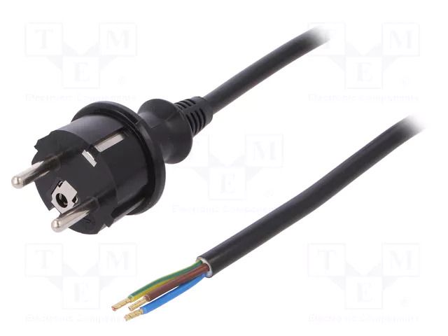 Cable; 3x1.5mm2; CEE 7/7 (E/F) plug,wires,SCHUKO plug; PVC; 4m PLASTROL W-98386