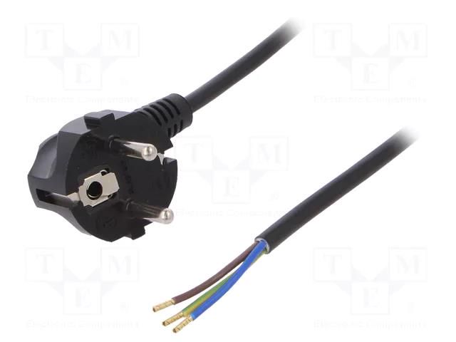 Cable; 3x1mm2; CEE 7/7 (E/F) plug angled,wires,SCHUKO plug; PVC PLASTROL W-98438