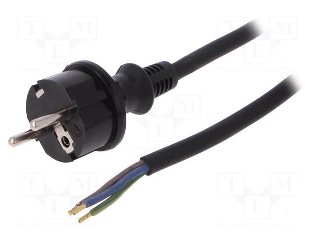 Cable; 3x1.5mm2; CEE 7/7 (E/F) plug,wires,SCHUKO plug; rubber PLASTROL W-97273