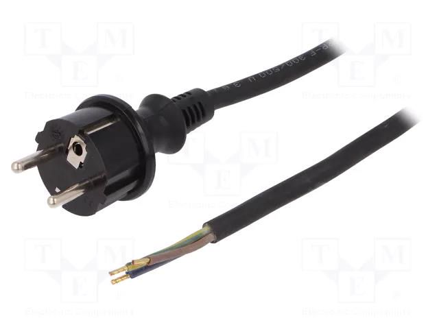 Cable; 3x1.5mm2; CEE 7/7 (E/F) plug,wires,SCHUKO plug; rubber PLASTROL W-97536