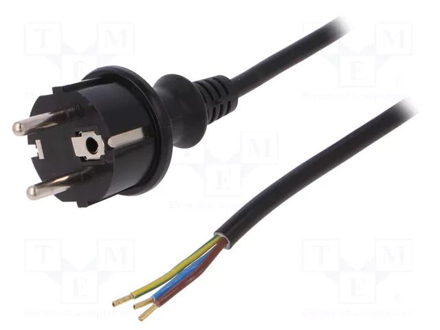 Cable; 3x1mm2; CEE 7/7 (E/F) plug,wires,SCHUKO plug; PVC; 3m PLASTROL W-98374