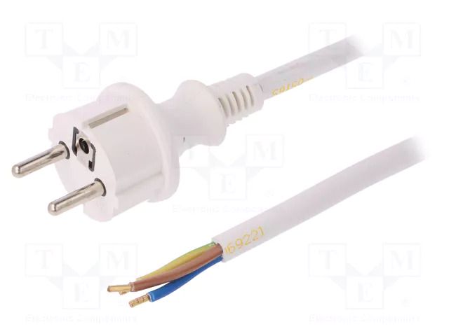 Cable; 3x2.5mm2; CEE 7/7 (E/F) plug,wires,SCHUKO plug; PVC; 5m PLASTROL W-98396