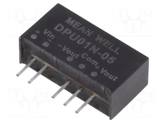 Converter: DC/DC; 1W; Uin: 21.6÷26.4VDC; Uout: 5VDC; Uout2: -5VDC MEAN WELL DPU01N-05