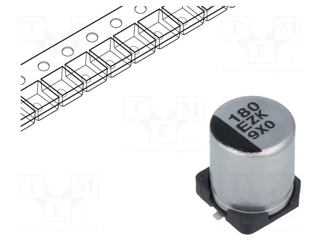 Capacitor: hybrid; 180uF; 25VDC; 1.8A; SMD; ESR: 30mΩ; ZKU; ±20% PANASONIC EEHZKE181XUP